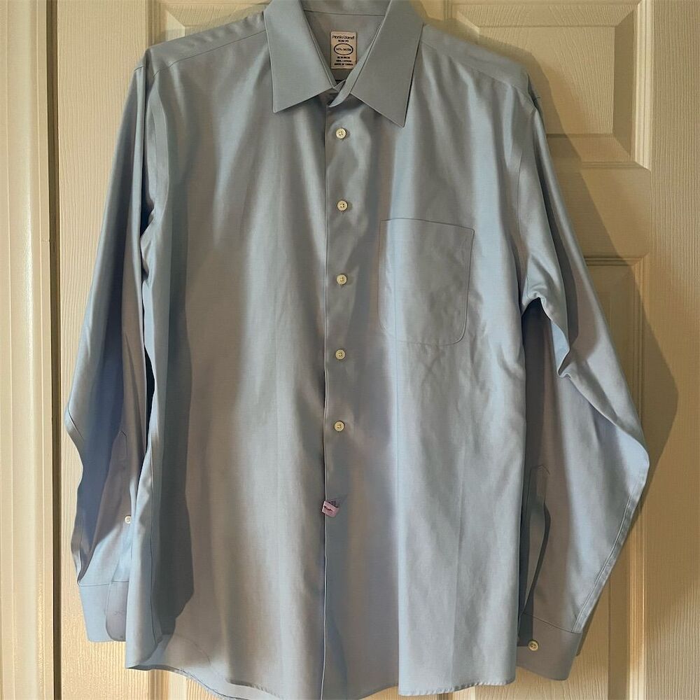 Pronto Uomo Men’s Dress Shirts Slim Fit Blue Dress‎ Shirt 16.5" Long Sleeve